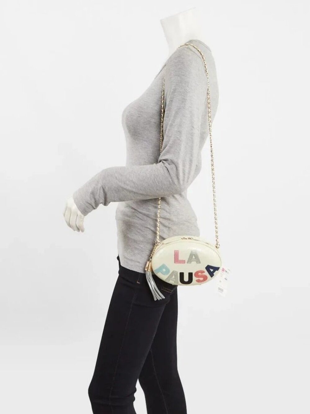 Chanel White Chevron Quilted Leather La Pausa Evening Bag
